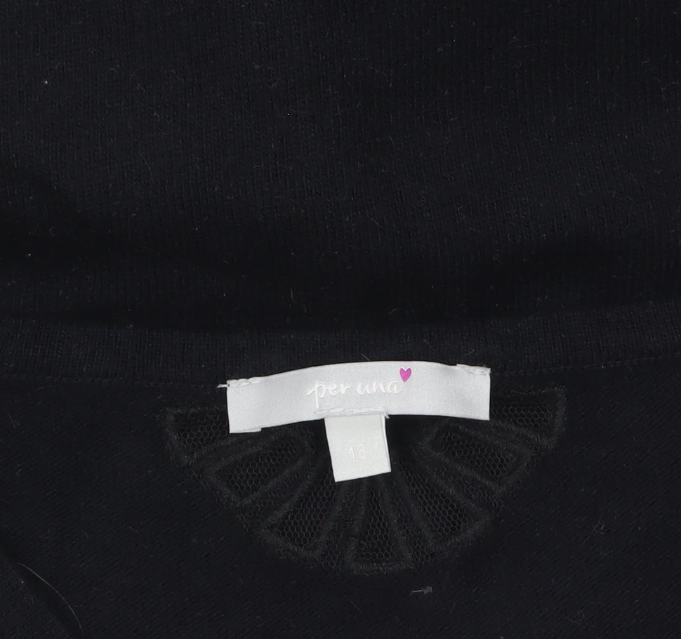 Marks and Spencer Per Una Women's Black Size 18 Scoop Neck 3/4 Sleeve Jumper
