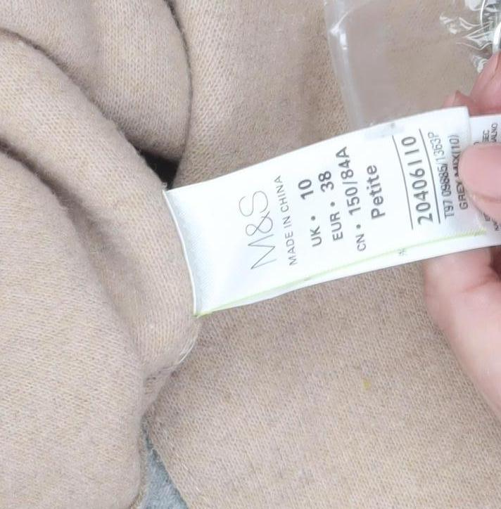 Marks & Spencer Women's Grey Cardigan Size 10 Petite Wool Blend