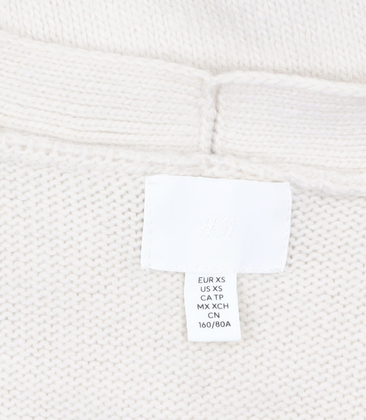 H&M Women's Ivory V-Neck Button Cardigan XS Wool Blend