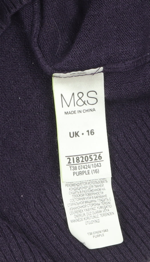 Marks and Spencer Women’s Purple Roll Neck Jumper Size 16
