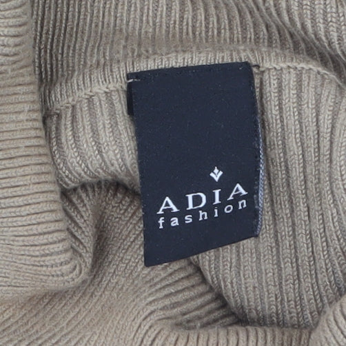 Adia Fashion Women’s Beige Roll Neck Knit Jumper Size M
