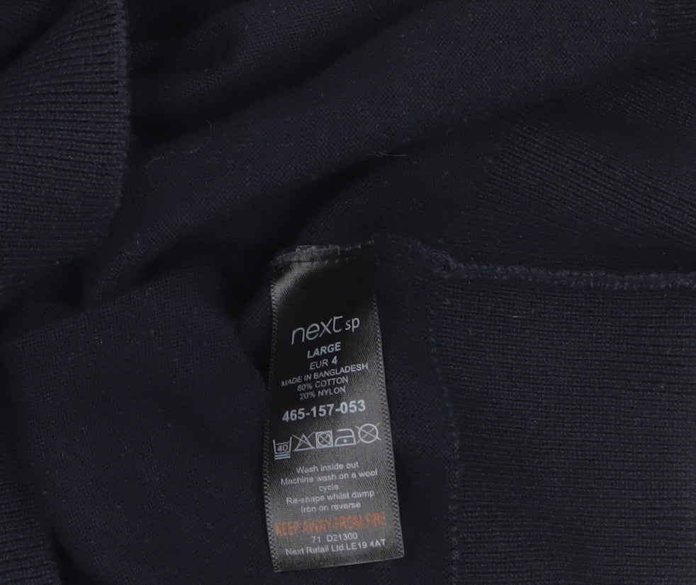 Next Men’s Black Cotton Knit Pullover Jumper Size L