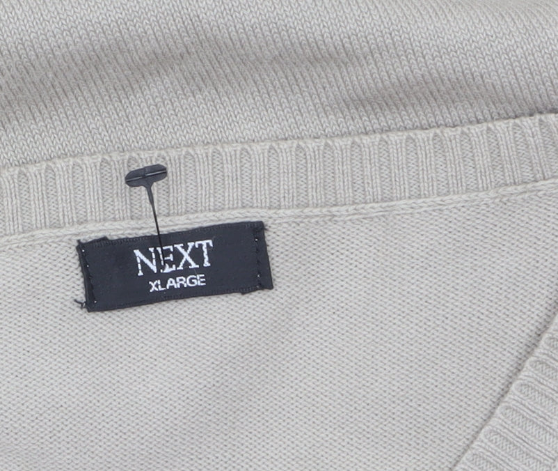 Next Men's Beige Cotton Nylon V-Neck Sleeveless Jumper Vest XL