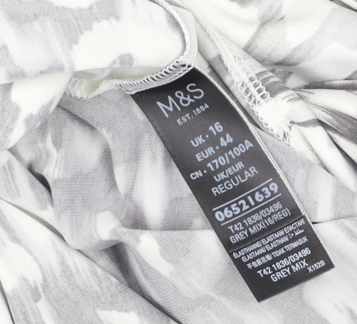 Marks and Spencer Women Grey Abstract Shift Dress Size 16