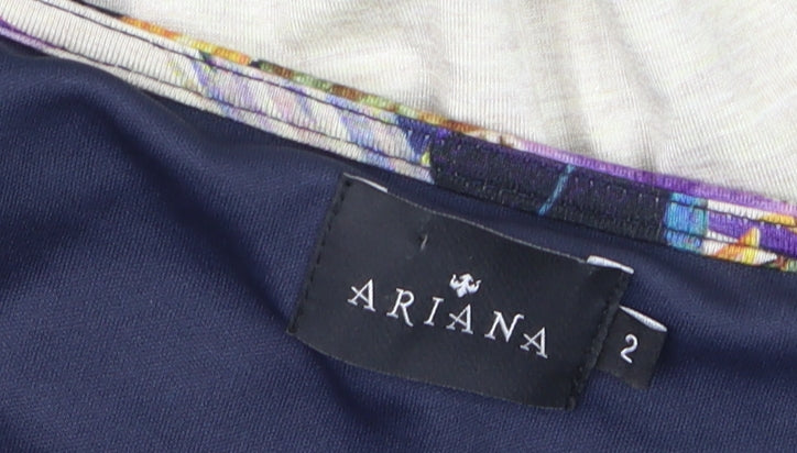 Ariana Womens Multicoloured Size 2 Bodycon Dress Short Sleeve Viscose
