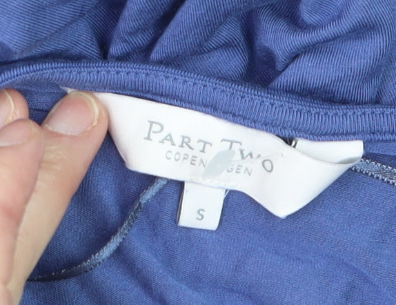 Part Two Women Blue Knee Length V-Neck Shift Dress Size S