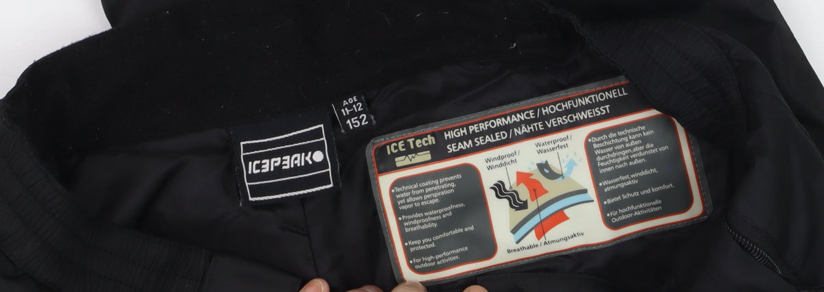 Icepeak Boys Black 11-12 Years Waterproof Insulated Snow Pants