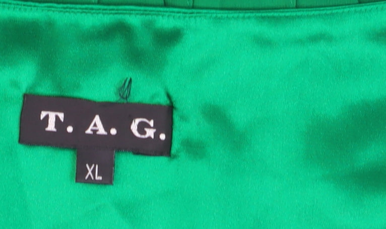 T.A.G. Womens Green Fit & Flare Sleeveless Knee Dress XL