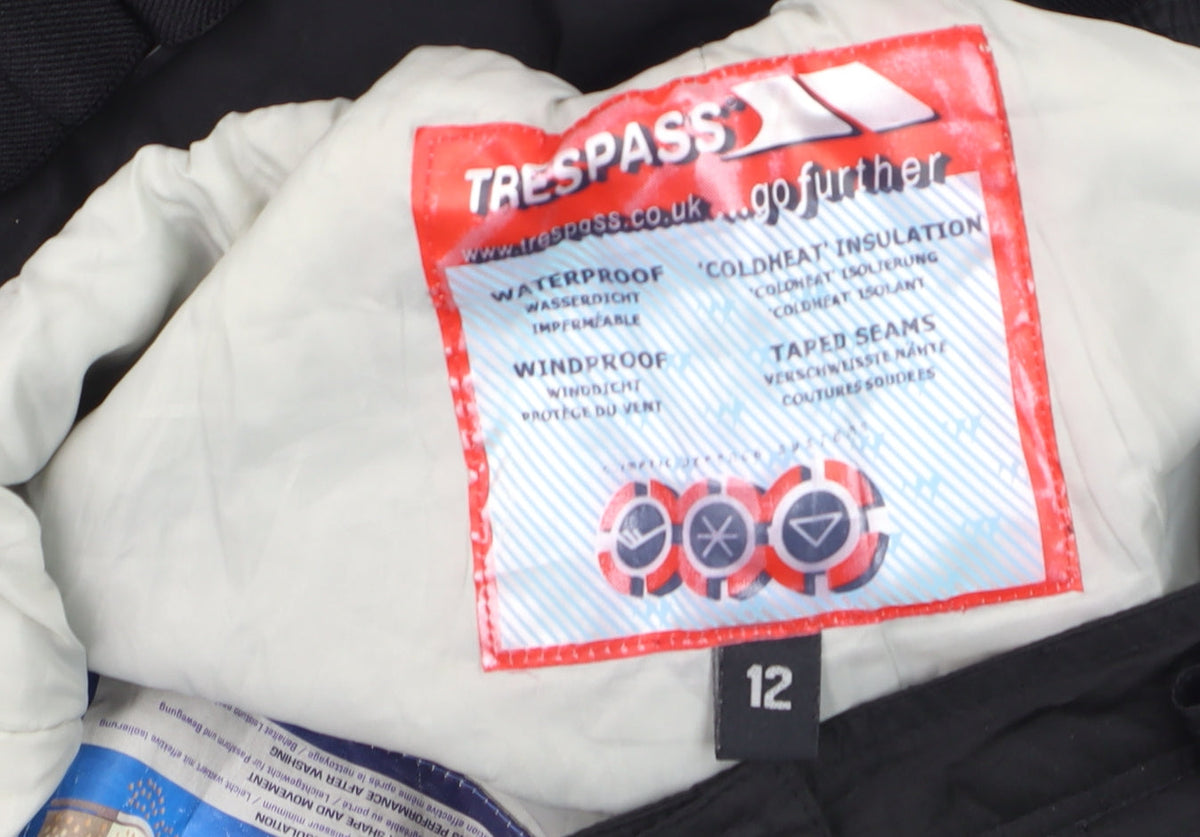 Trespass Womens Black Snow Pants Size 12 Waterproof Insulated Winter Trousers