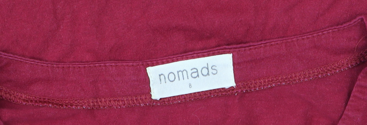Nomads Womens Red Long Sleeve Cotton Jersey T-Shirt Size 8