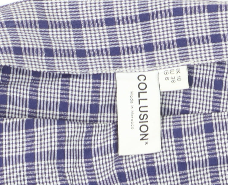 Collusion Womens Blue Check Pleated Wrap Skirt Size 10