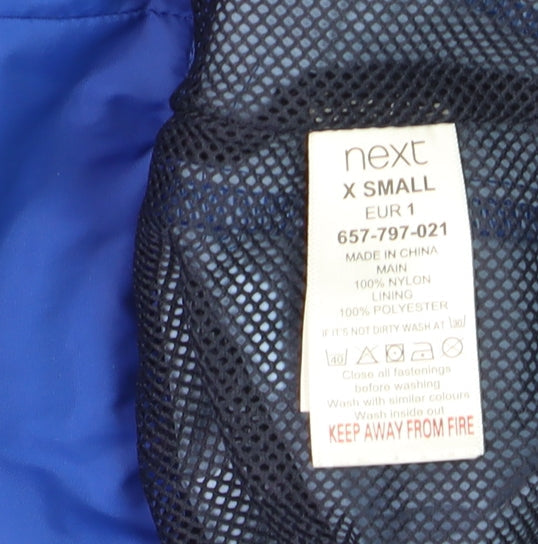 Next Men Blue XS Hooded Nylon Windbreaker Jacket
