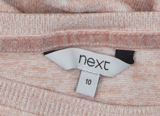 Next Women Beige Size 10 Knit Button Pullover Jumper
