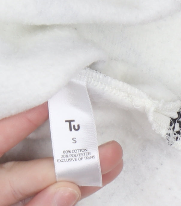 Tu Woman White & Black Striped 1/4 Zip Pullover Sweatshirt Size S