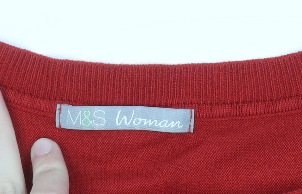 Marks & Spencer Women Red Size 20 Acrylic Crew Neck Jumper