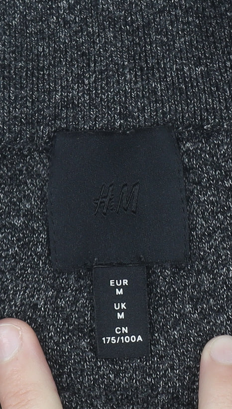 H&M Men's Grey Half Zip Knit Sweatshirt Size M Regular Fit