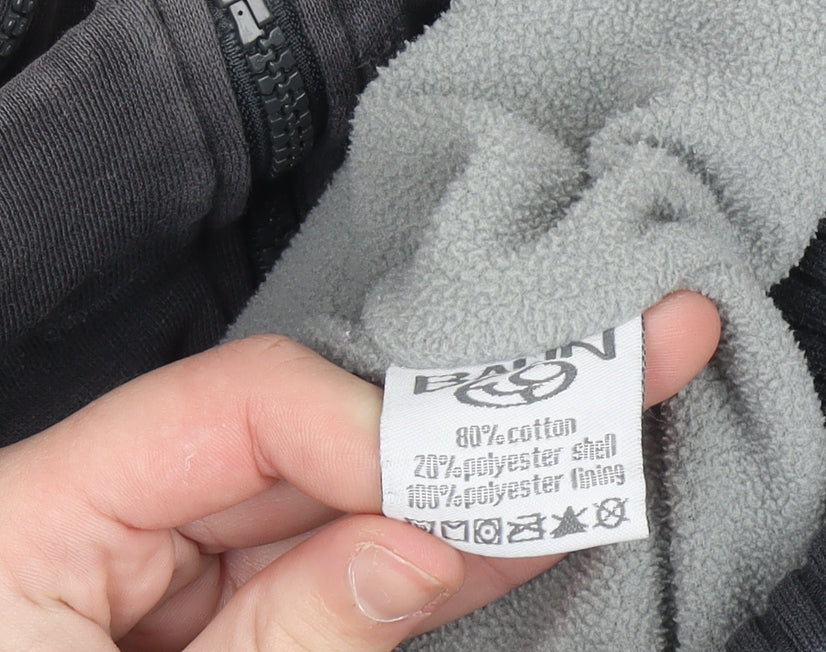 BAUM Men’s Grey Full Zip Fleece Hoodie M Regular Fit