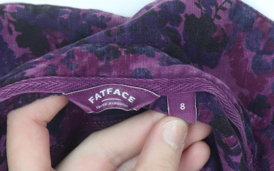 FatFace Women's Purple Floral Cotton Long Sleeve Button-Up Shirt Size 8