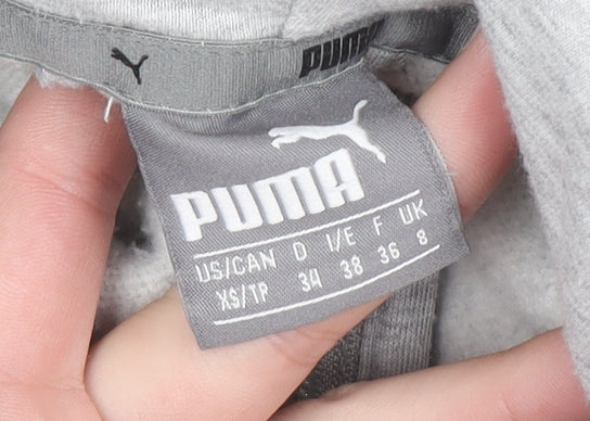 Puma Womens Grey Full Zip Hoodie Size 8 Cotton Blend