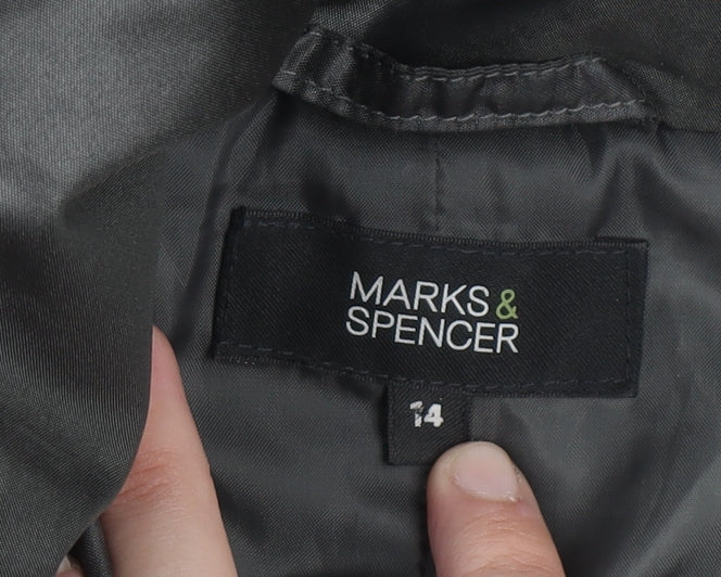 Marks & Spencer Women’s Grey Puffer Jacket UK 14 Hooded Short Coat