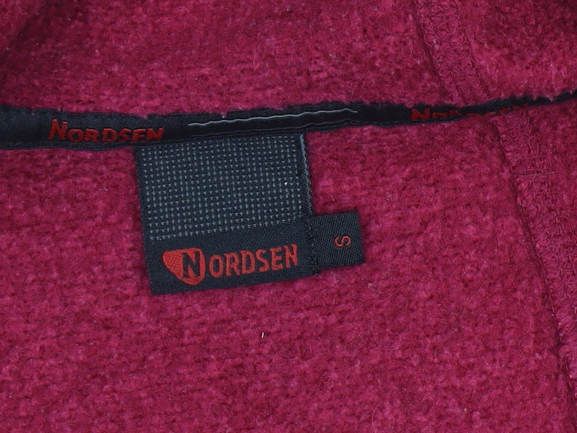 NORDSEN Women Red Full Zip Hooded Sweatshirt Small Fleece Warm