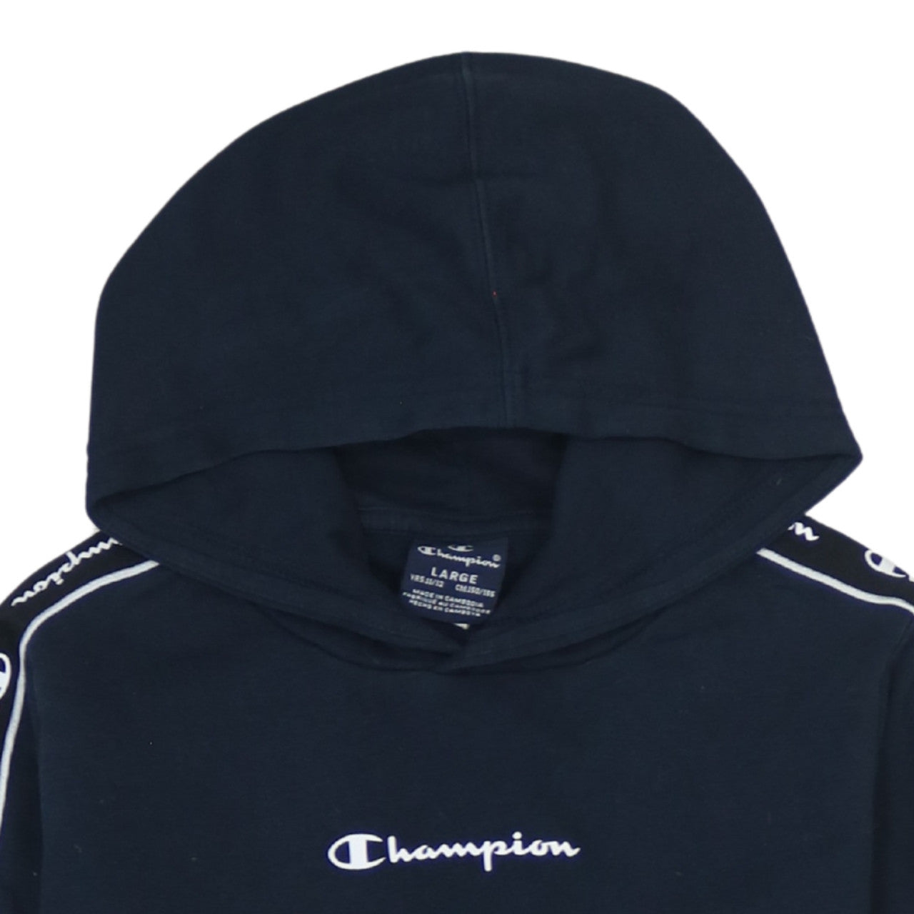 Champion Boys Navy Logo Tape Pullover Hoodie Size 11-12 Years