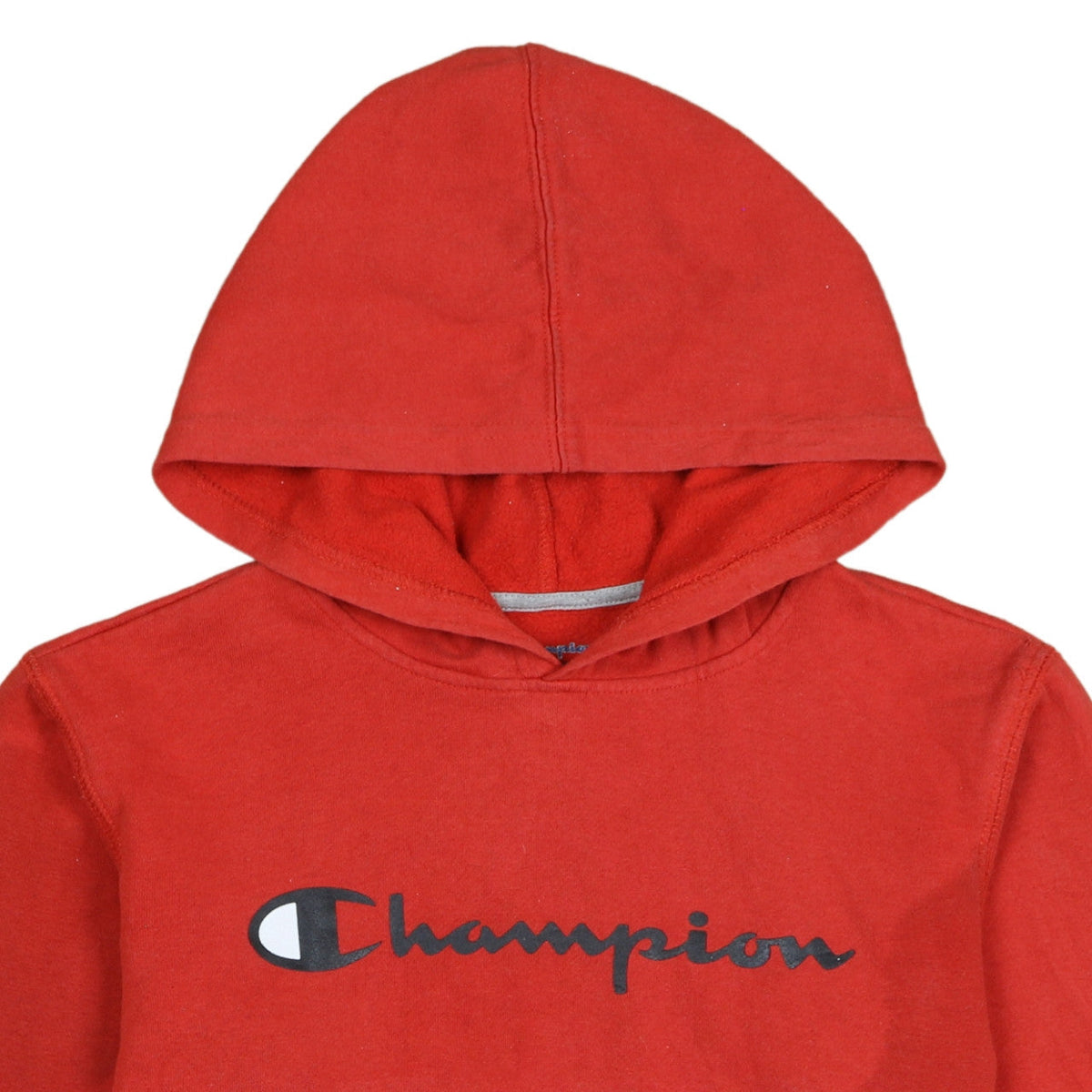 Champion Womens Red Pullover Hoodie L Logo Print Casual Sweatshirt