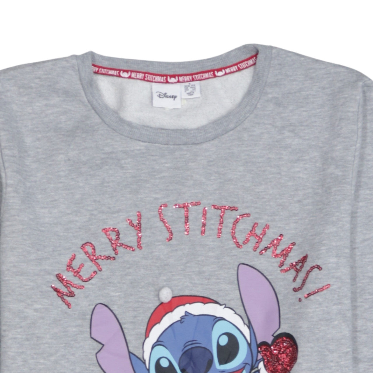 Disney Women Grey Stitch Christmas Sweatshirt Size S 10/12