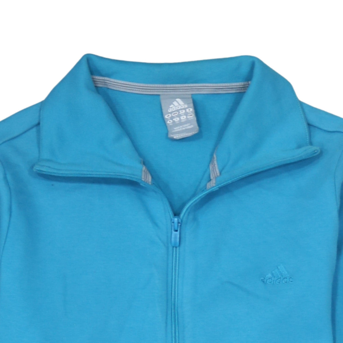 Adidas Women Blue Full Zip Sweatshirt Size 14 Organic Cotton Essentials