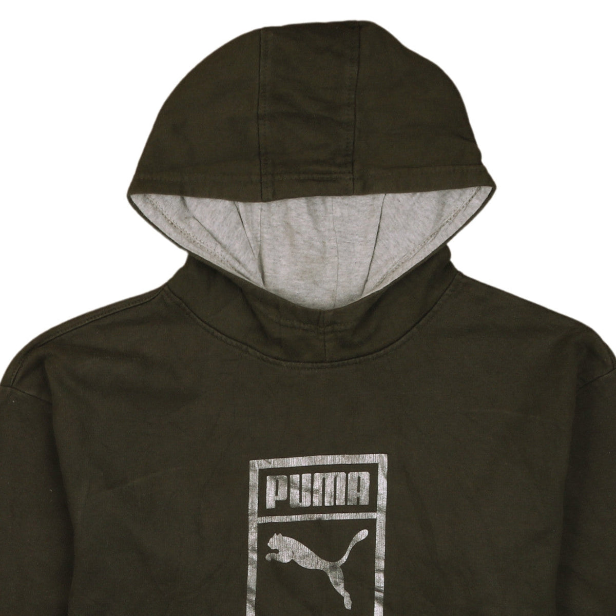Puma Womens Green XL Pullover Hoodie with Silver Logo