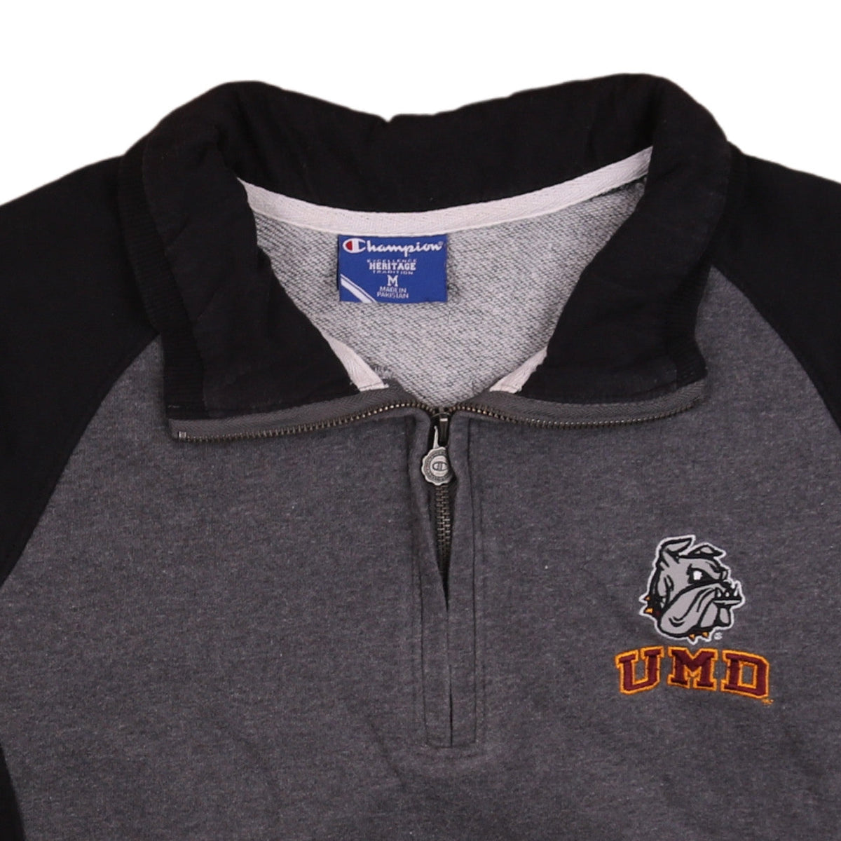 Champion Men's Grey 1/4 Zip UMD Bulldog Sweatshirt Size M