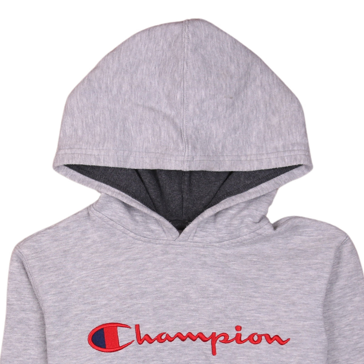 Champion Womens Grey Pullover Hoodie L Logo Embroidered Sweatshirt