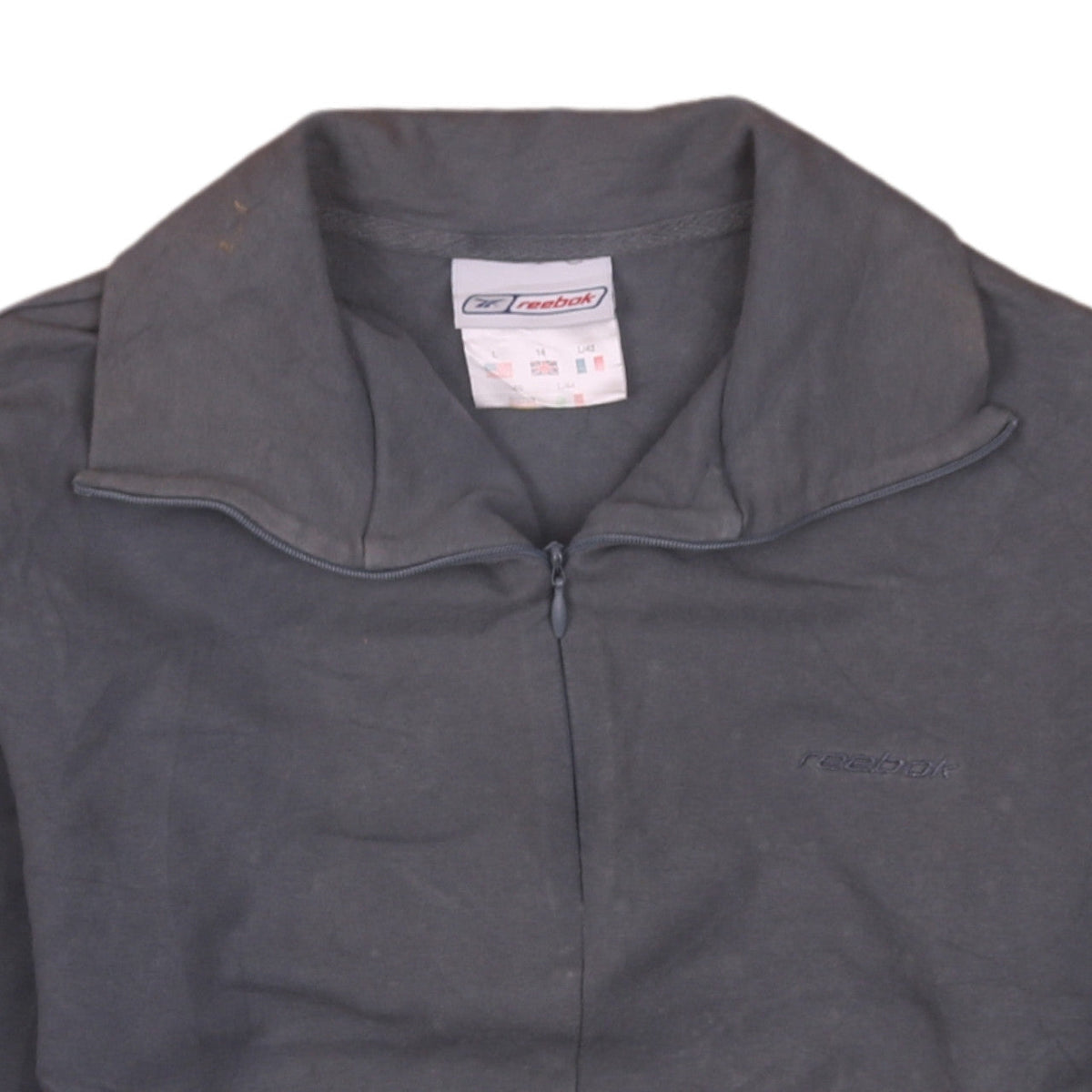 Reebok Womens Grey 1/2 Zip Sweatshirt Size 14 L Cotton Blend