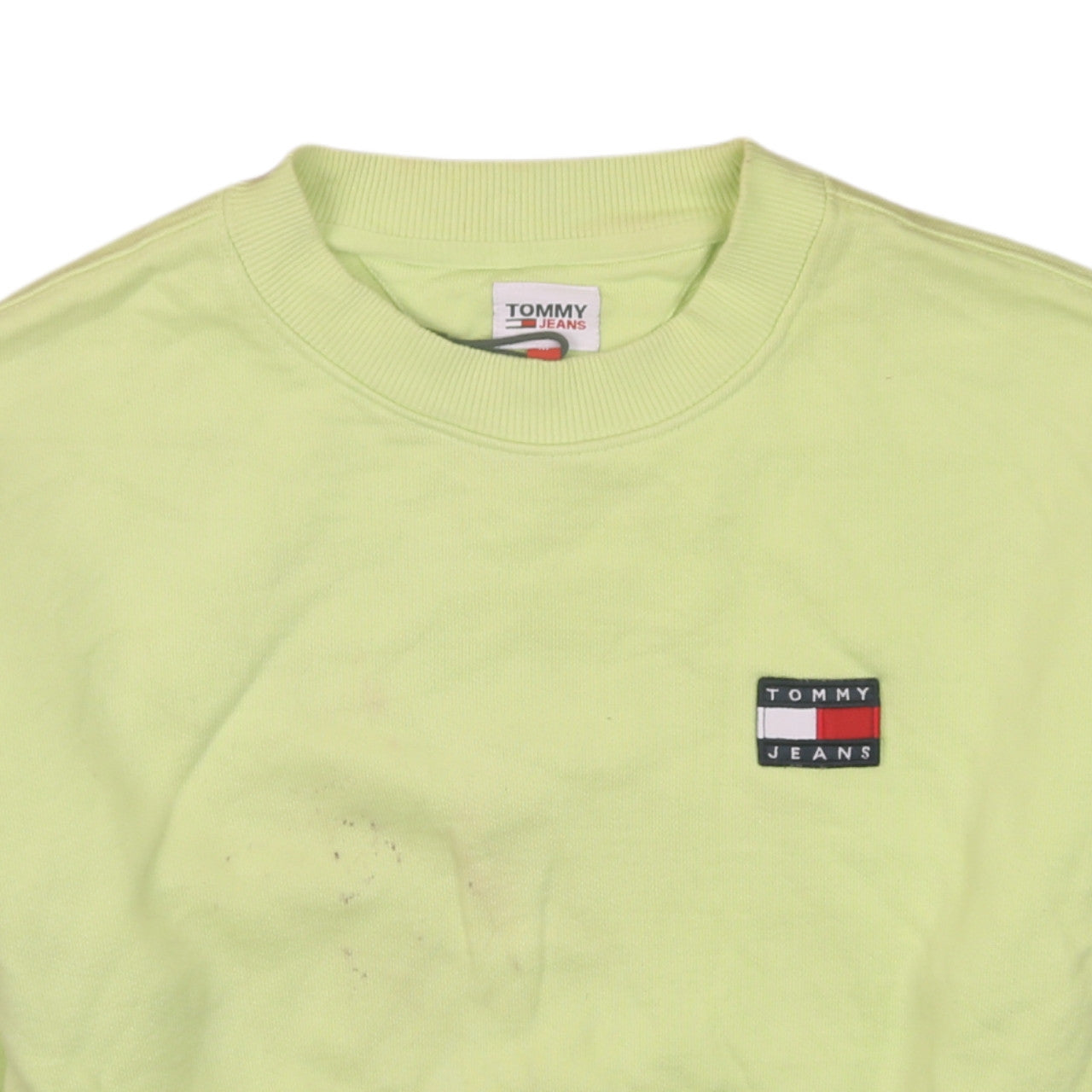 Tommy Jeans Womens Green Cropped Sweatshirt Size M Logo Drawstring Cotton