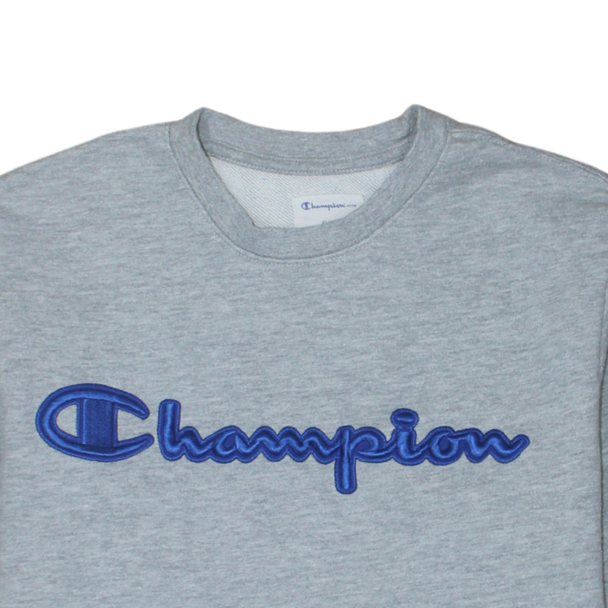 Champion Men's Grey Embroidered Logo Crew Neck Sweatshirt Size S