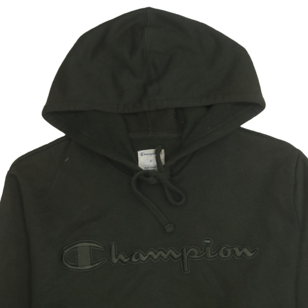 Champion Men's Black Pullover Hoodie M Embroidered Logo Fleece