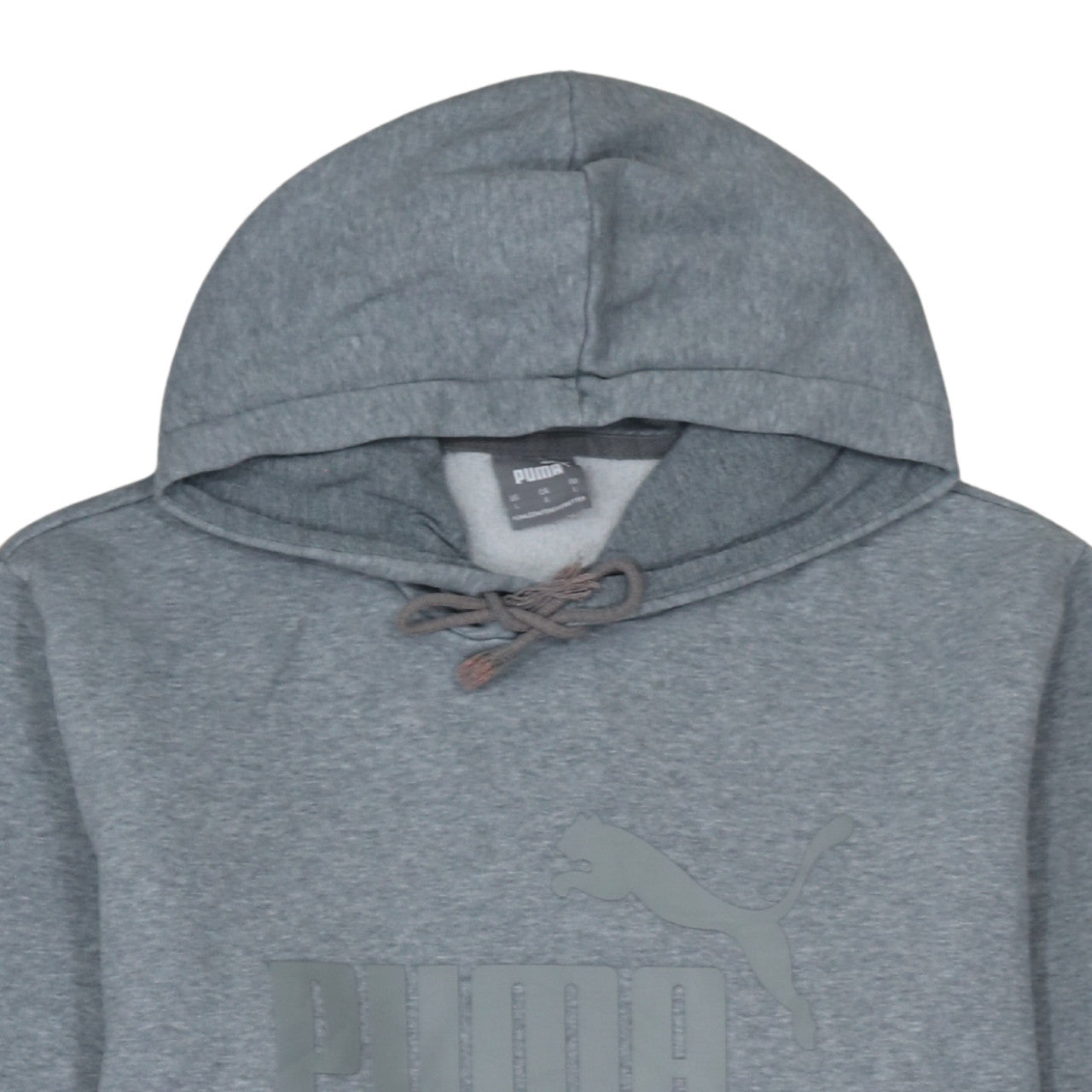 Puma Men's Grey Pullover Hoodie L Logo Fleece Sweatshirt