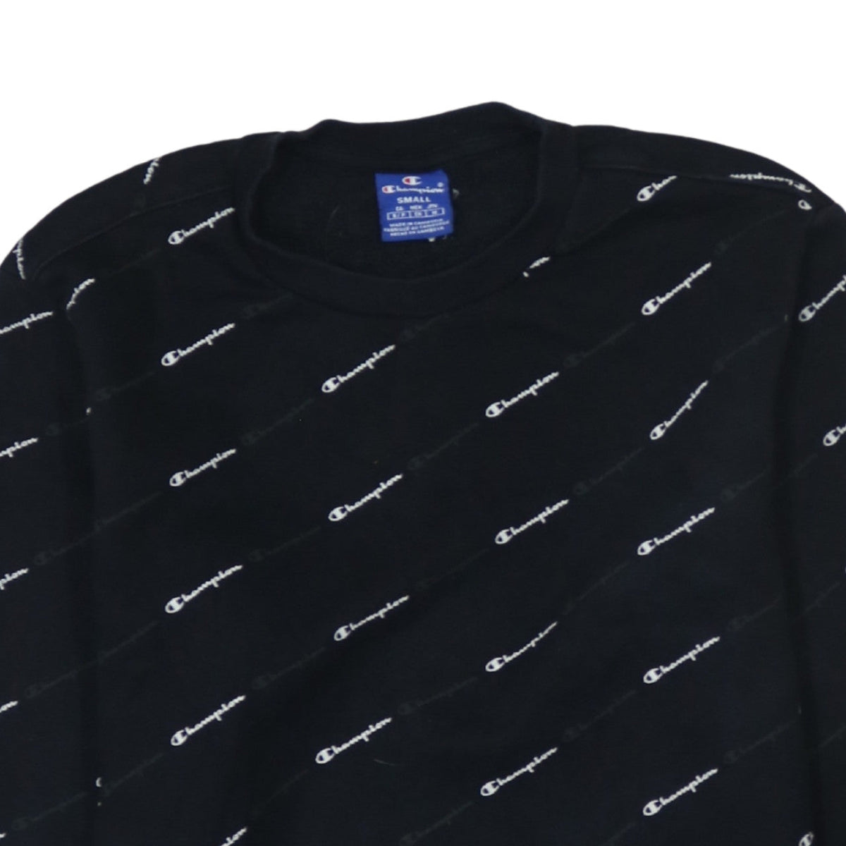 Champion Men's Black Small Crew Neck Logo Sweatshirt