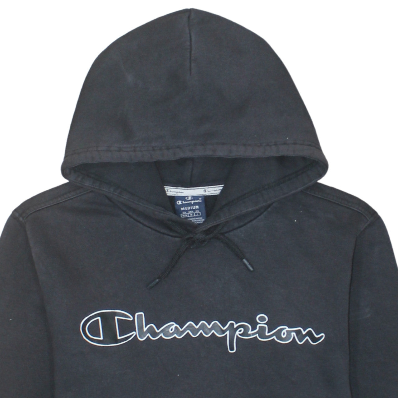 Champion Men's Black Medium Pullover Hoodie with Logo
