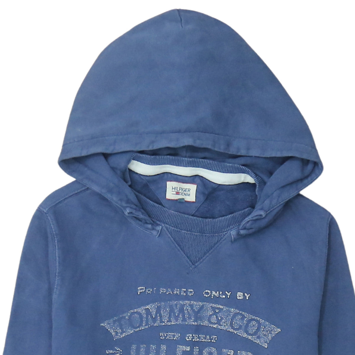 Hilfiger Denim Men's Blue Pullover Hoodie L Cotton Classic Logo