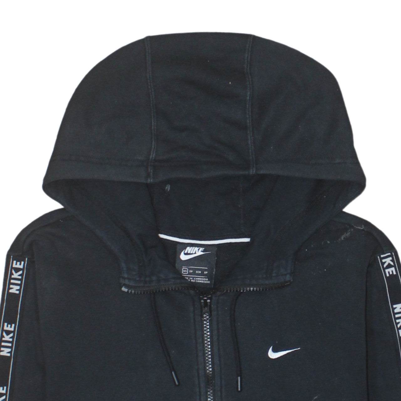 Nike Men's Black XS Full Zip Fleece Hoodie with Logo Tape Detail