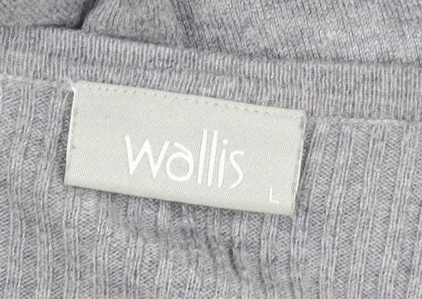 Wallis Women Grey Jumper Dress L Knit Scoop Neck 3/4 Sleeve