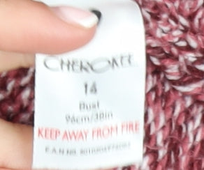 Cherokee Womens Red Roll Neck Chunky Knit Pullover Jumper Size 14
