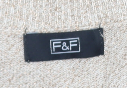 F&F Women’s Beige V-Neck Long Sleeve Pullover Jumper Size 12