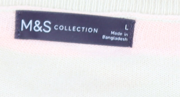 Marks & Spencer Women’s Multicoloured Striped V-Neck Acrylic Jumper Size L