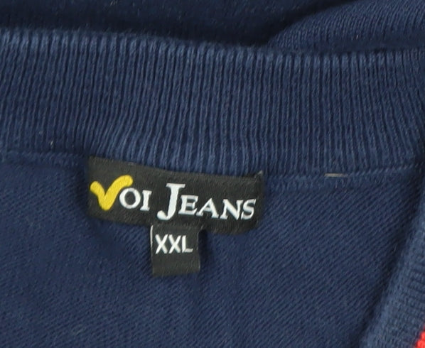Voi Jeans Men's Navy Blue XXL V-Neck Cotton Jumper