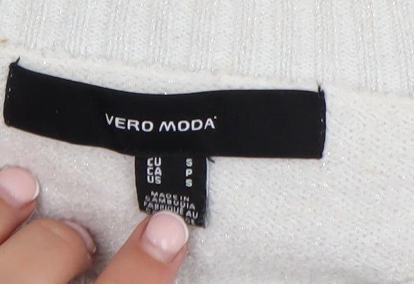 Vero Moda Women White Small Pullover Jumper Polyester Blend