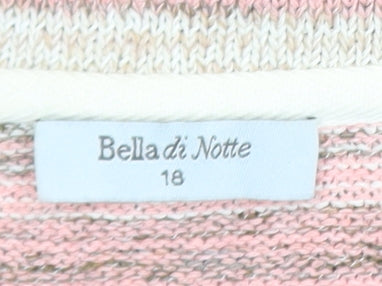 Bella di Notte Womens Pink Stripe Crew Neck Knitted Jumper Size 18