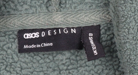 ASOS DESIGN Womens Green Fleece Hooded 1/4 Zip Jacket Size 12