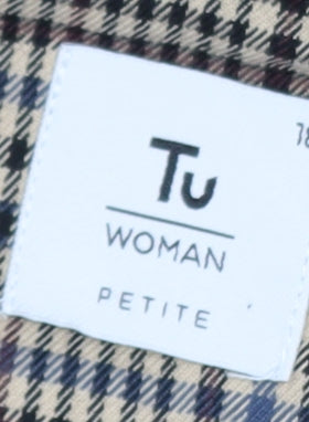 Tu Woman Petite Brown Check Single-Breasted Blazer Size 18